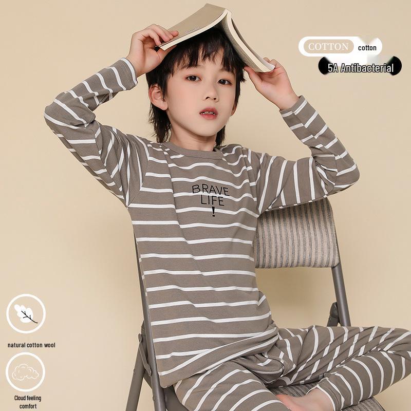 Chłopięcy jesienny zestaw piżamowy Lycra Bawełna - Ciepły sweter i bielizna dla starszych dzieci i nastolatków