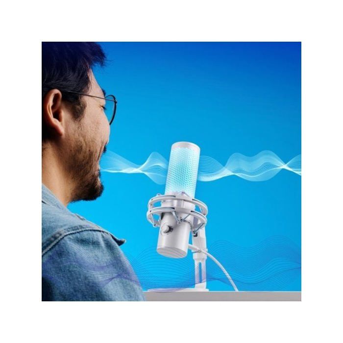 Microphone USB - HYPERX - Quadcast 2 - Couleur Gris (Frost) - Compatible PC/Mac - Commandes locales