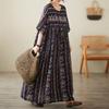 DIMANAF Neu 2025 Sommer Damen Übergröße Kleid Blumendruck Locker Elegant Basic Langes Freizeitkleid Vintage