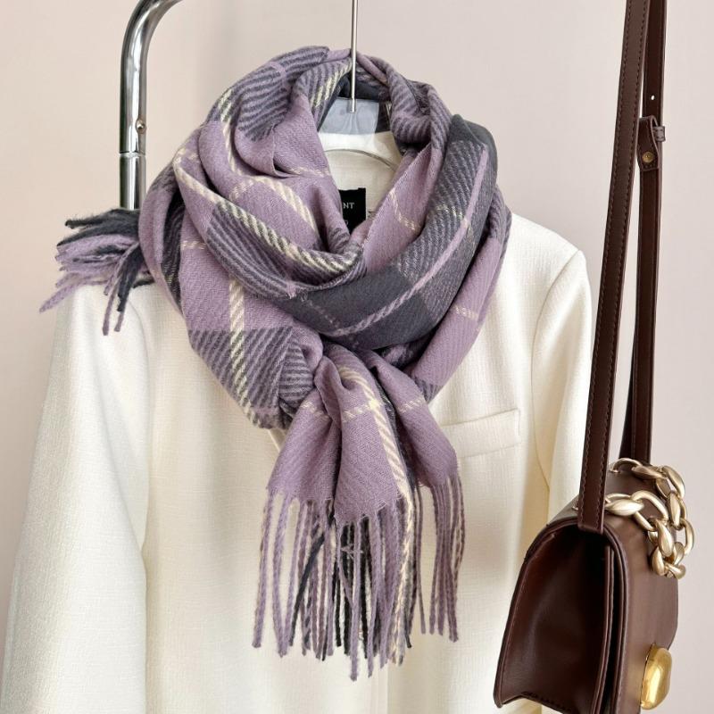 Red and Green Plaid Imitation Cashmere Scarf Autumn and Winter Couple Warm Fringed Big Shawl Tide