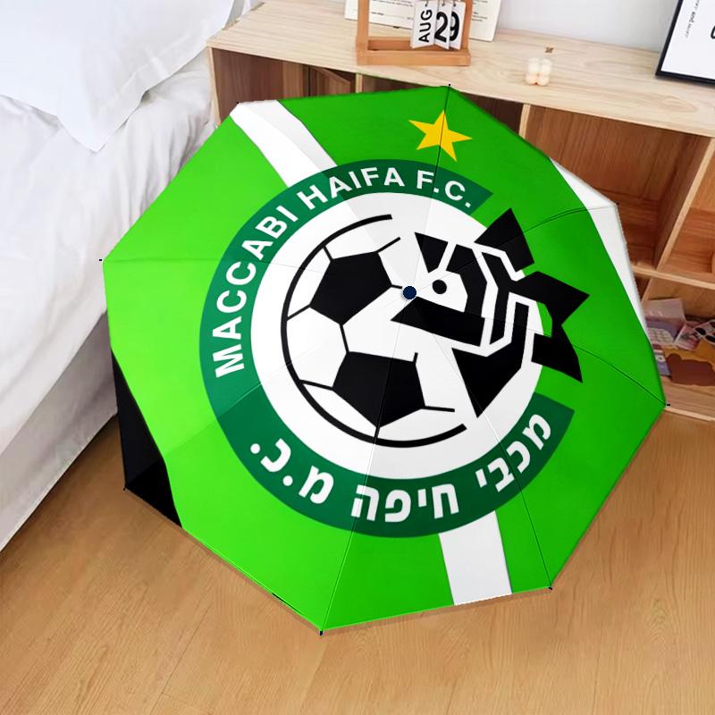 1PC Maccabi Football Club Printed Umbrella Folding umbrella, automatic umbrella 8-Frame for Travel, camping Fan gifts Christmas Gifts