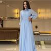 2024 Autumn Women's Solid Color Elegant Slimming Long Dress with Semi-High Neck