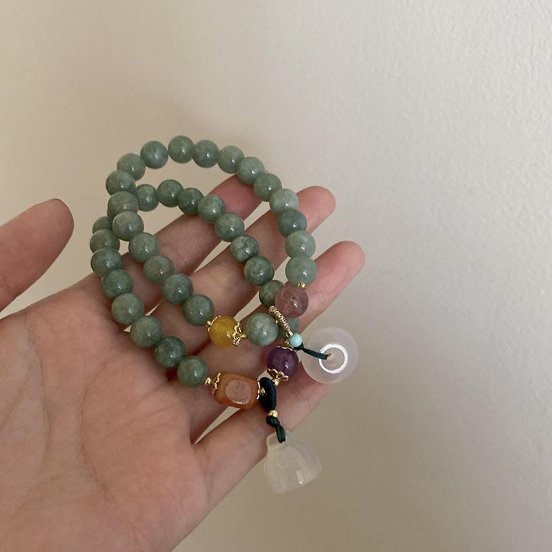 Natural Chalcedony Safety Buckle Pendant Beaded Bracelet National Style Versatile Bracelet Fashion Light Luxury High-end Jewelry