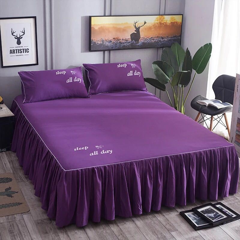 Bedsheet Bed Skirt Bedspread Non-slip Mattress Cover Bedding Bed Skirt Solid Home Hotel Bed Skirt Mattress Protector Cover