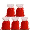 Christmas Candy Snack Gifts Bag Red Velvet Drawstrings Packaging Bags Stockings Pouches Storage Holders Festive Party Favors