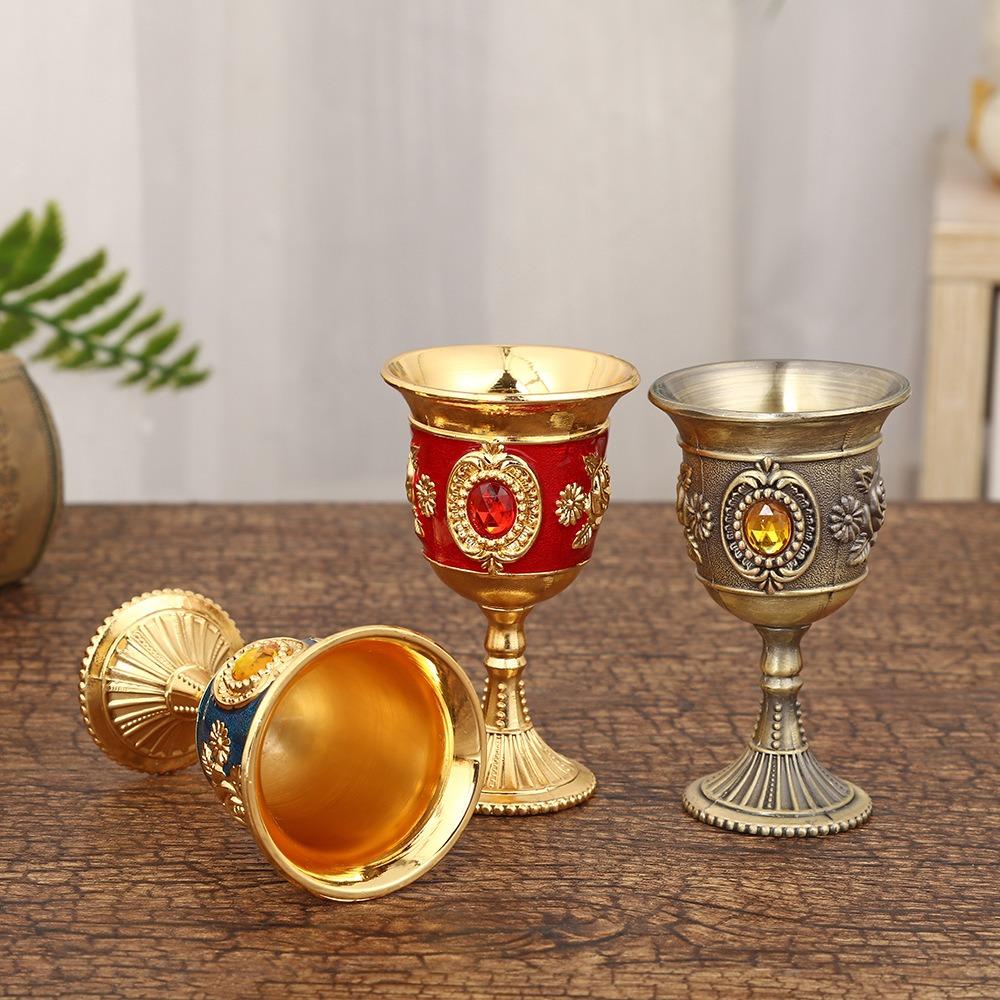 Zinc Zinc Zinc Alloy Spirits Cup Vintage Small Drinking Cup Elegant Medieval Rose Embossed Goblet  Gift