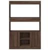 Highboard In Brown Oak Look 92 X 33 X 140 Cm Engineered Wood