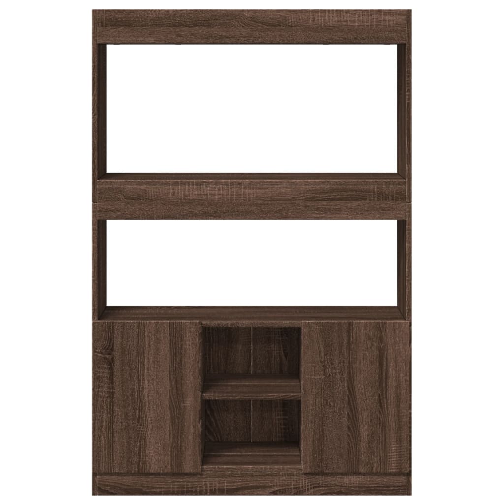 Highboard In Brown Oak Look 92 X 33 X 140 Cm Engineered Wood
