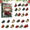 Seasonal Home Decoration Vintage Truck Advent Calendar, 24 Day Christmas Countdown Set with Retro Creative Holiday Pickup Ornaments, 2D Acrylic