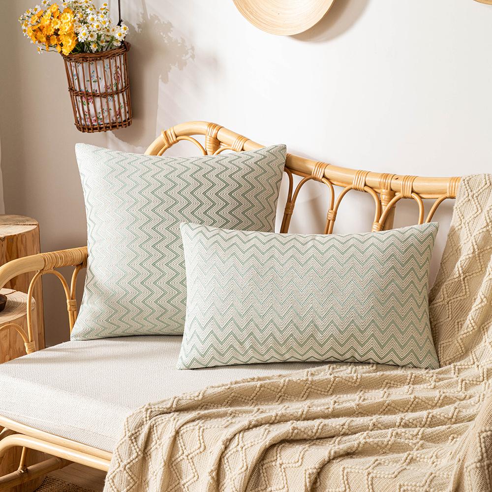 Double-sided Jacquard Pillow Case Nordic Braided Living Room Sofa Cushion Imitation Cotton Linen Simple Waffle Bedside Bench