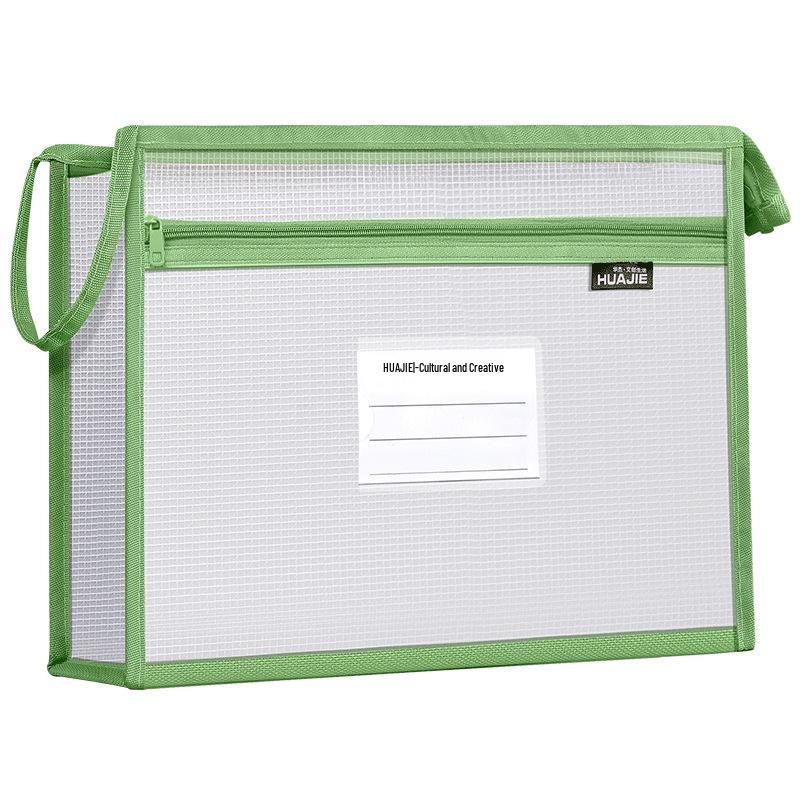 Huajie A4 Double Layer Extra Thick Mesh Zipper Document Bag - EVA Large Capacity, Waterproof 3D Subject Bag