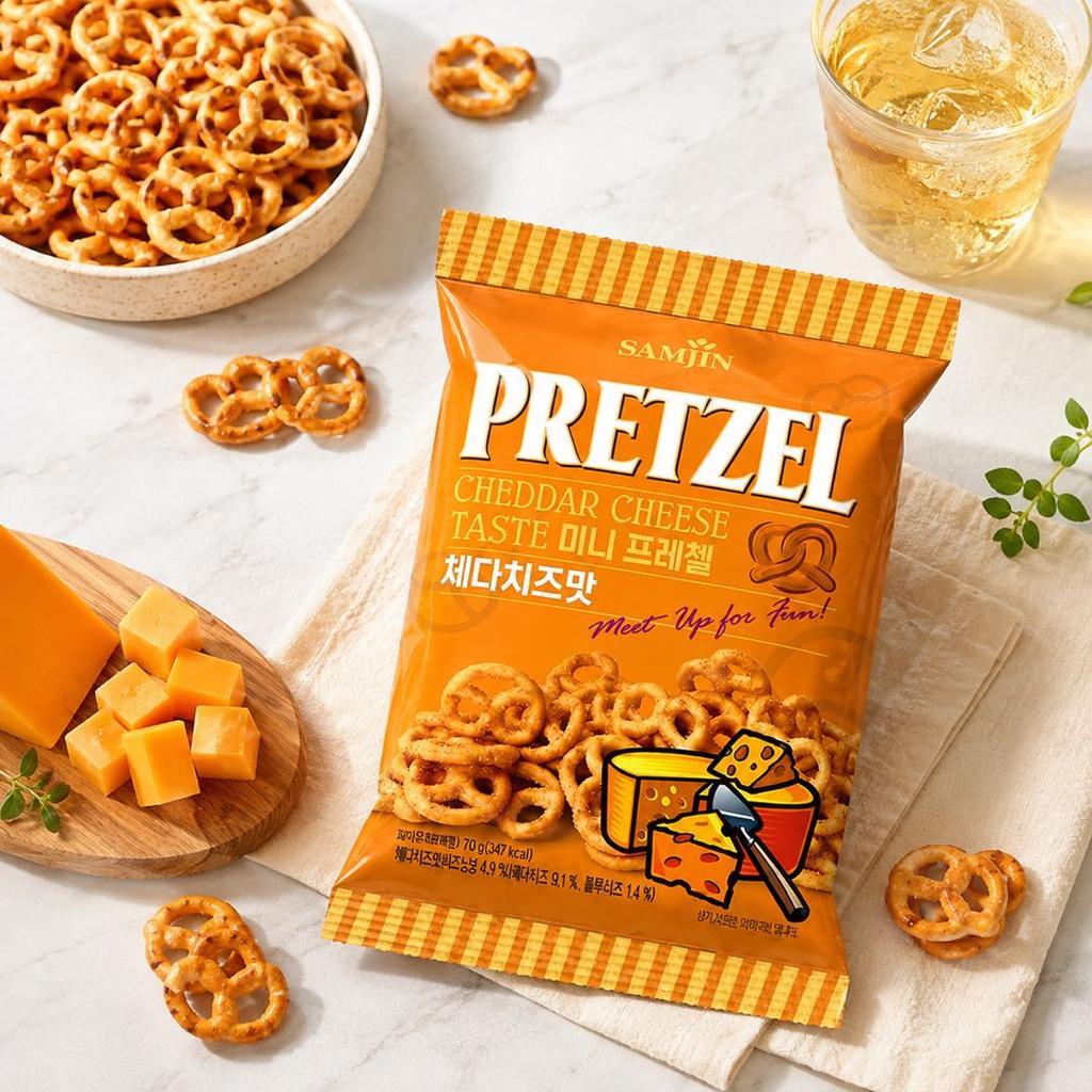 SAMJIN Mini Pretzel Biscuits Cheese Flavor 70g 6 Pack