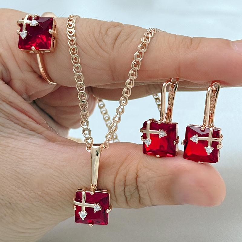 Glänzendes Grau Natürlicher Zirkon Schmucksets Für Damen Mode Roségoldfarben Ring Ohrringe Halskette Täglicher Feinschmuck