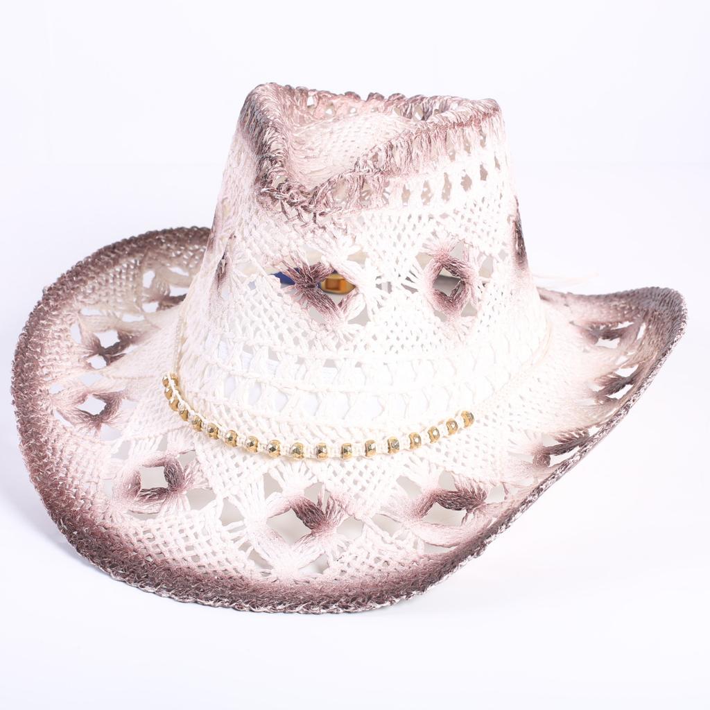 Popular sombrero de vaquero occidental hueco clásico europeo y americano, moda para hombre y mujer, sombrero de paja transpirable para vacaciones, protección solar