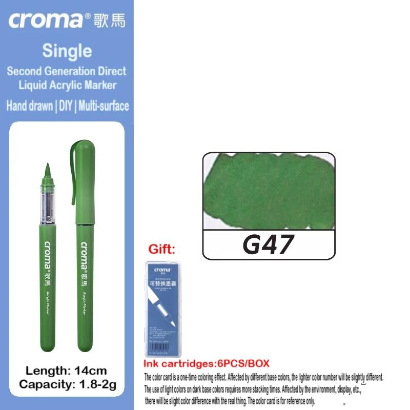 Croma 160/1 Farben Nachfüllbares Direktflüssig-Acrylmarker-Set mit Weicher Spitze, Waschbarer Aquarellpinsel Schulausstattung