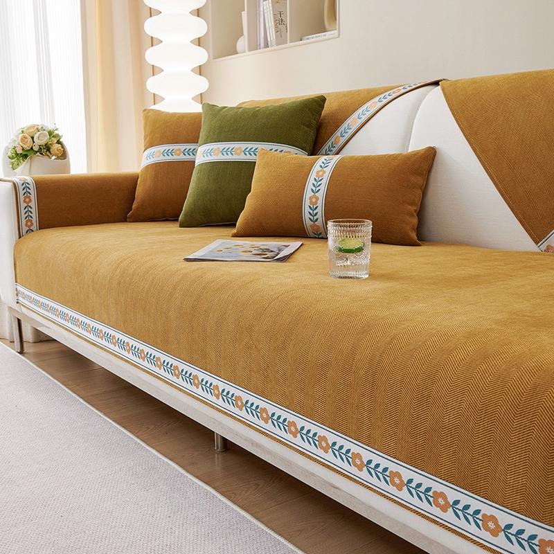 Chenille Home Sofa-Kissenbezug, Stoff, vier Jahreszeiten, universelles Sofakissen, rutschfester und luxuriöser, moderner High-End-Sofabezug aus Leder