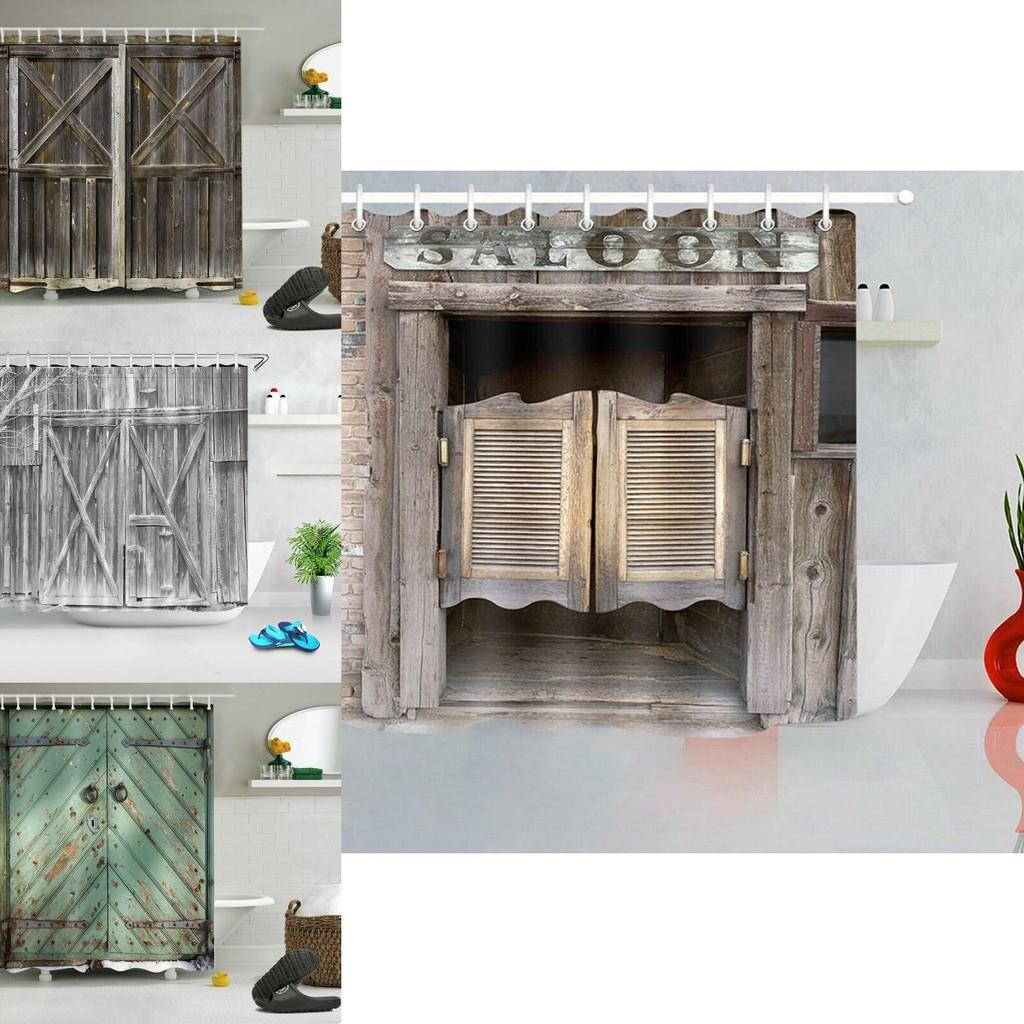 Waterproof Mildewproof 3d Print Rustic Wood Shower Curtain Set Ideal For Any Bathroom