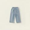Baby Autumn Jeans 2025 New Children's Korean Version Fashionable Washed Ripped Wide-leg Trousers