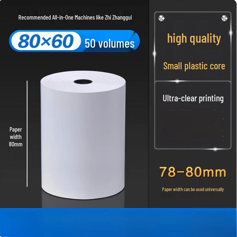 Manying 80x60mm Thermal Receipt Paper Rolls, 50-Pack