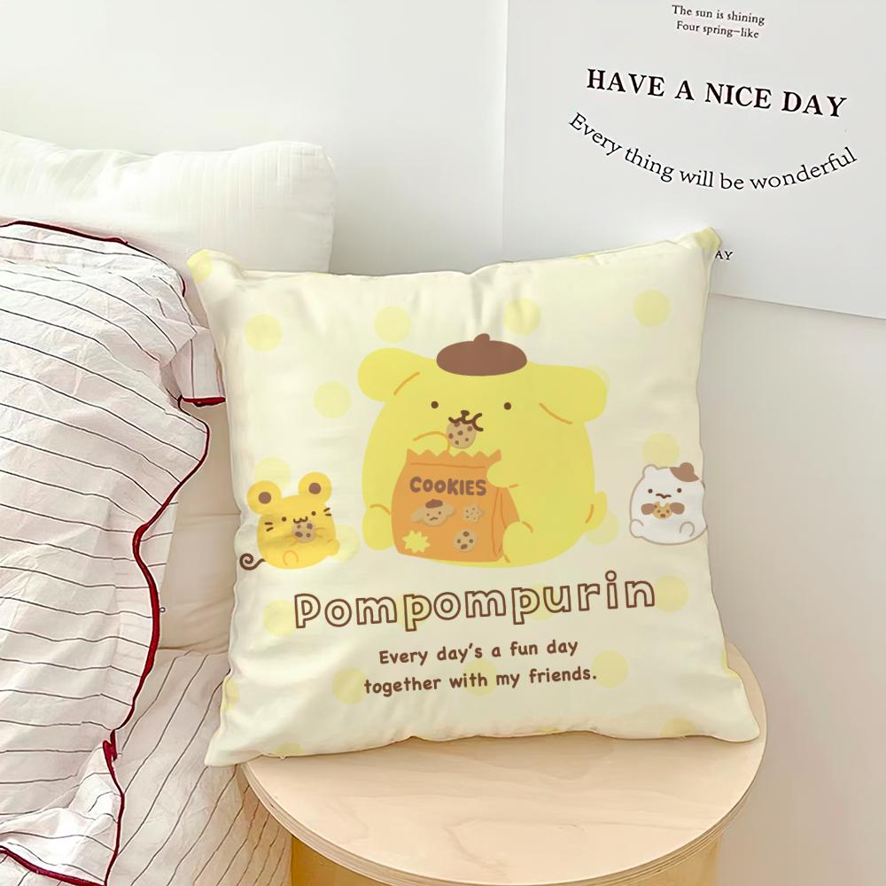 MINISO Cartoon P-Pompompurin-S Cute Pillow Case Sofa Living Room Bedroom Headboard Backrest Cushion Square Cushion Nap Time