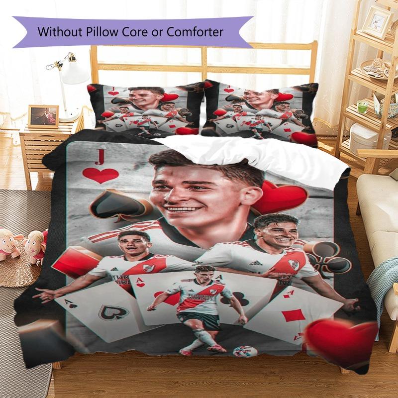 Julian Alvarez River Plate Carte da Poker Set Copripiumino Stampa 3D Set Biancheria da Letto Stella del Calcio Senza Imbottitura Decorazione Camera da Letto