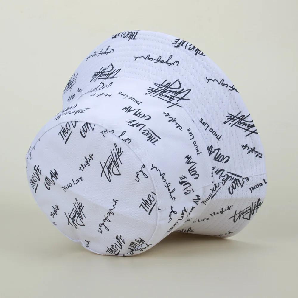 New full edition embroidered letter double-sided fisherman hat black and white couple pot hat foldable visor fashion casual art
