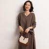 Korean Style Women's V-Neck Cashmere Pullover Sweater, 2023 New Loose Fit, Slimming & Flaw-Hiding Solid Color Knitwear