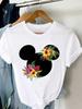 2025 Summer New Fashionable Cute Women Plus Size Retro Mickey Minnie Printed Tshirt Loose Casual Versatile Tshirt Top