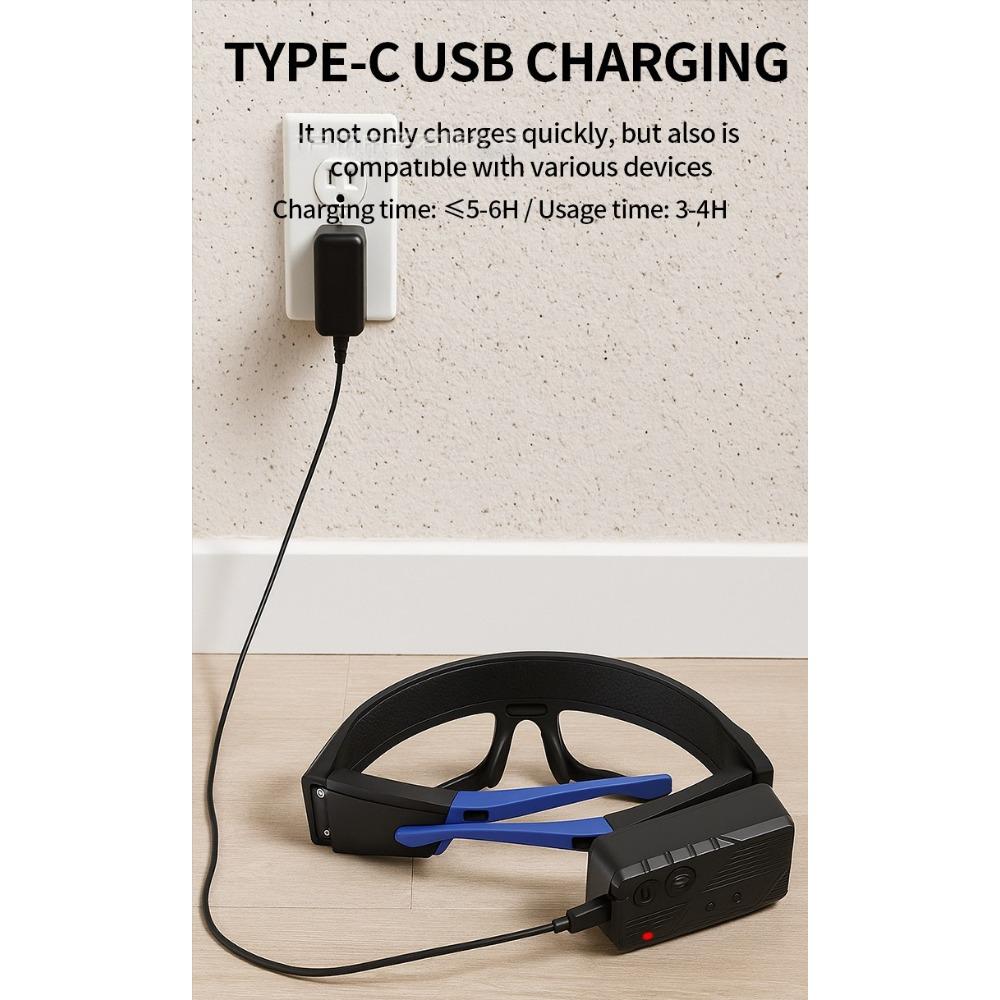 XTE Multifunctional Glasses Light TYPE-C Charging Warning Headlight Compact Portable Belt Induction Headlight