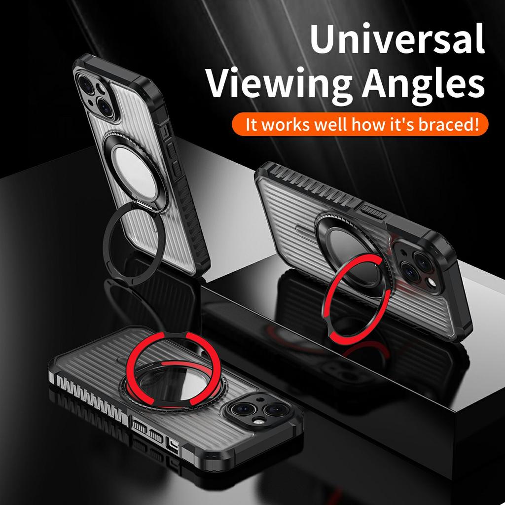 For iPhone 14 Magnetic Case with Kickstand PC+TPU Phone Back Cover