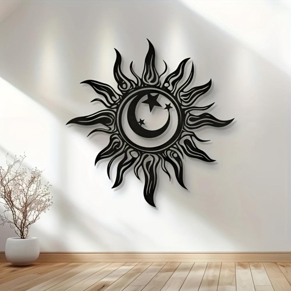 Large Sun Moon Star Metal Wall Art 39.88 cm Home Garden Decor Easy Hang