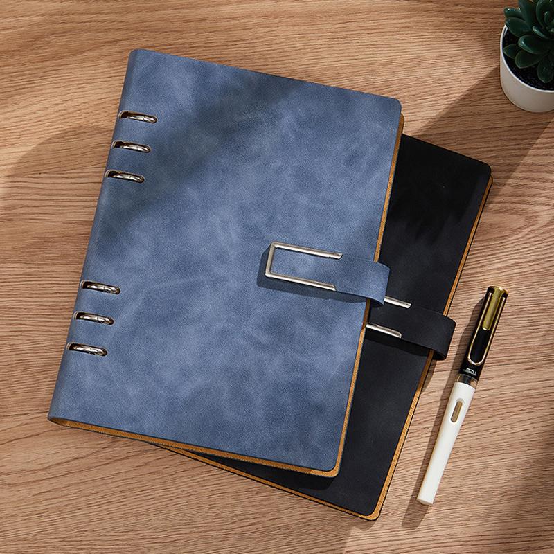 A5/B5 Detachable Metal Clip Loose Leaf Retro Notebook 100 Sheets/Book PU Hardcover Writing Diary Office Conference Study CS-021