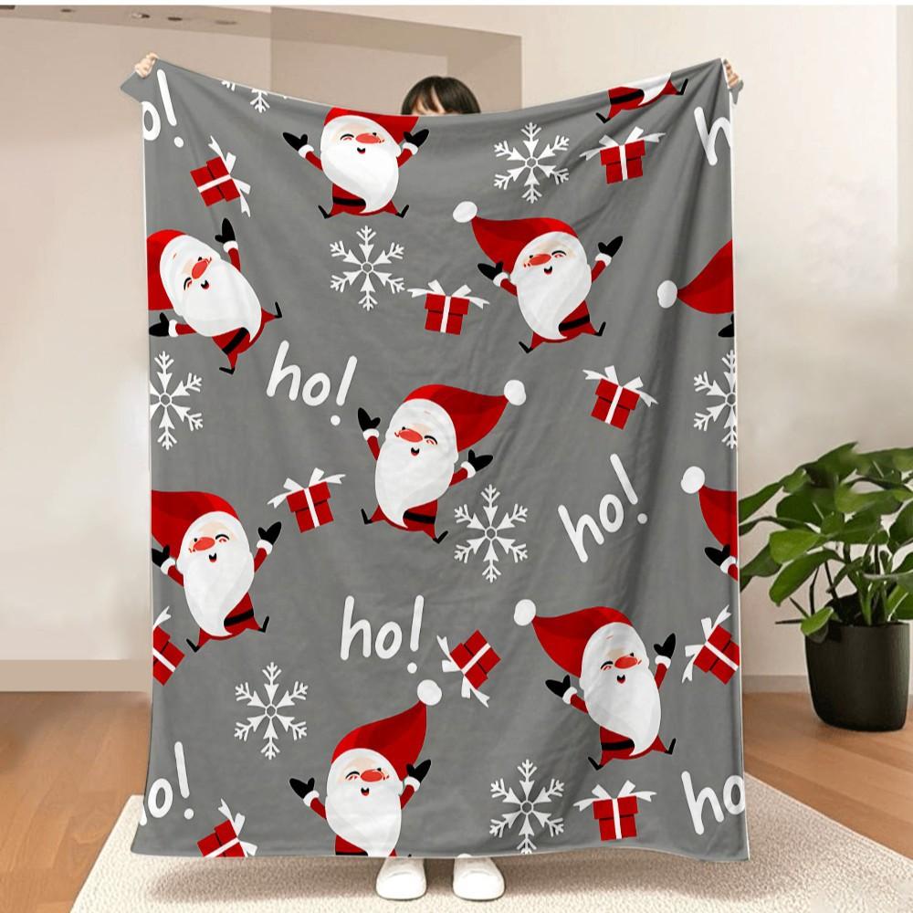 Merry Christmas Blanket Christmas Tree Gingerbread Man Red Flannel Blanket for New Year Christmas Gift for Family Nana Mon Dad