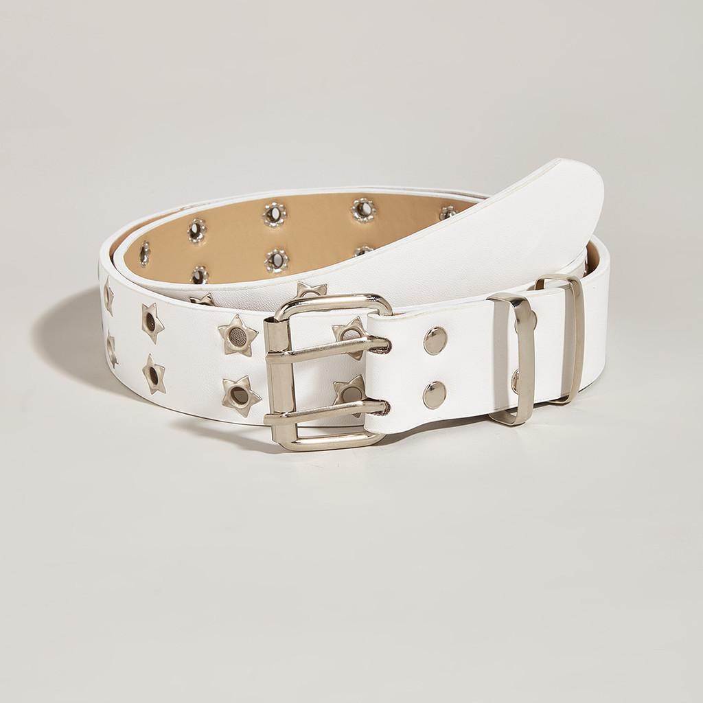 Trendy Star Double Row Buckle Belt With Hollow Punk Design In Various Colors For Spring 2023
