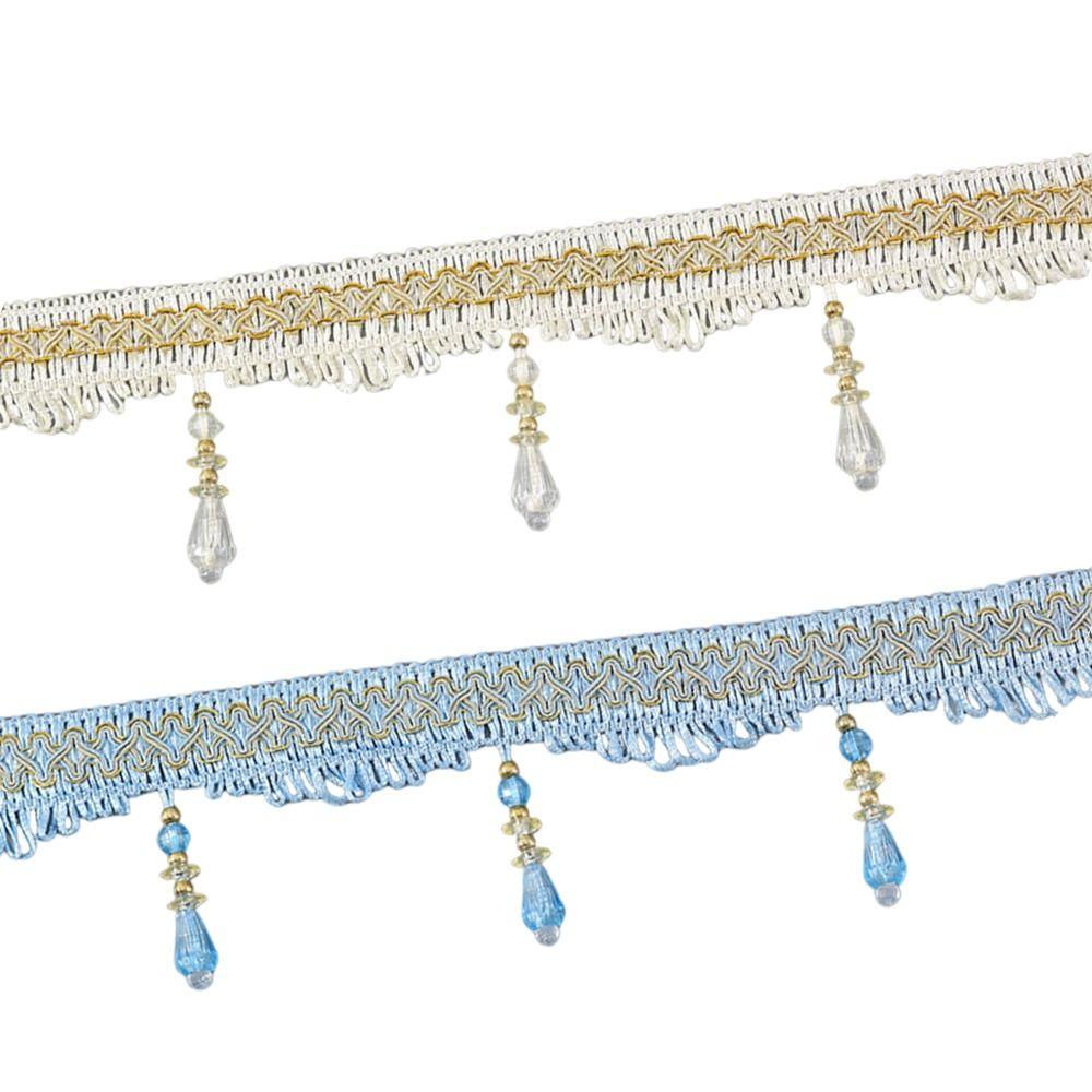 12M Crystal Hanging Beads Tassel Lace Trim Woven Texture Chain Tassel Ribbon  Tablecloth Trim