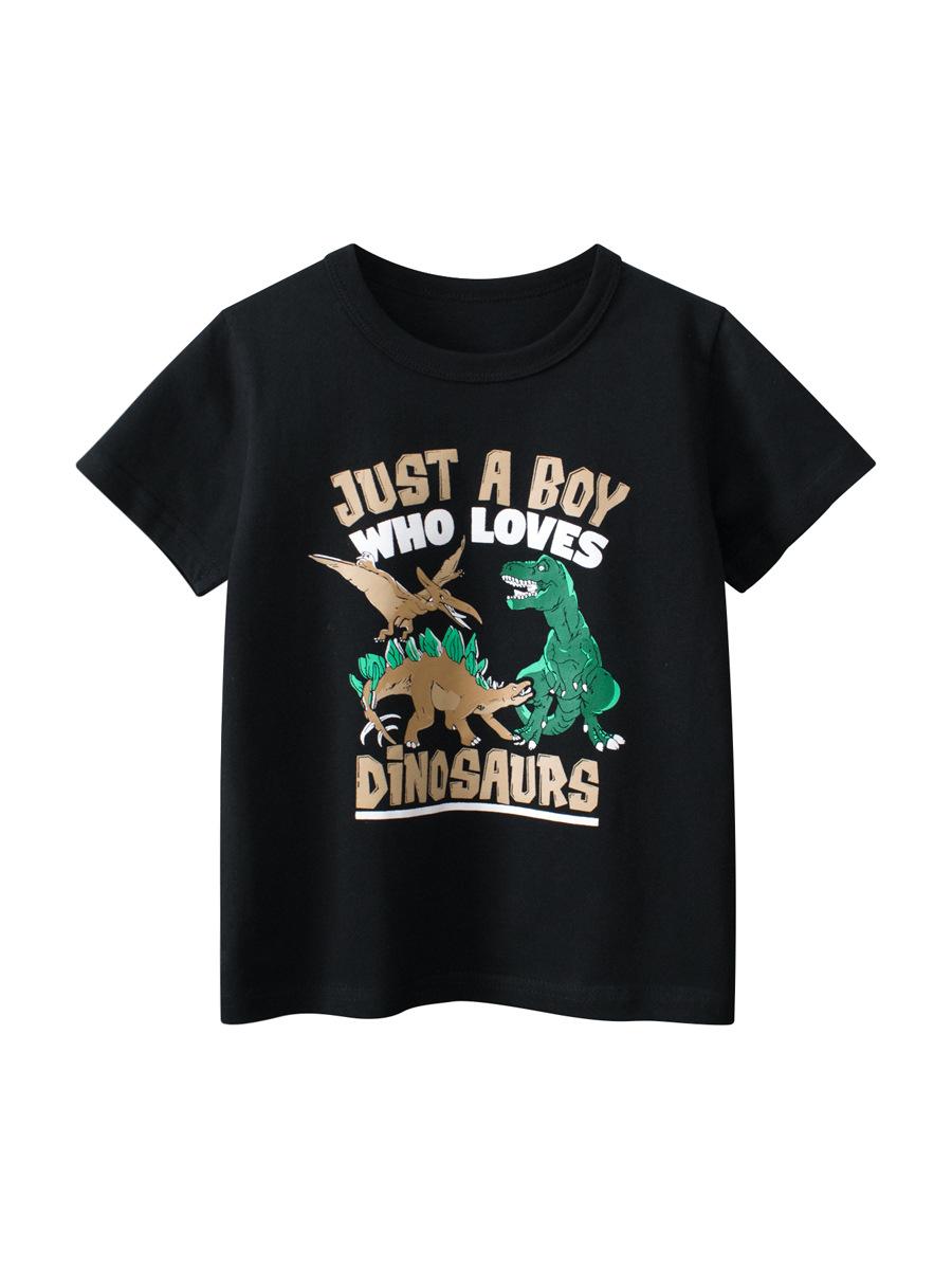 Children s summer boys  dinosaur short-sleeved T-shirt; printed short-sleeved baby top 90cm