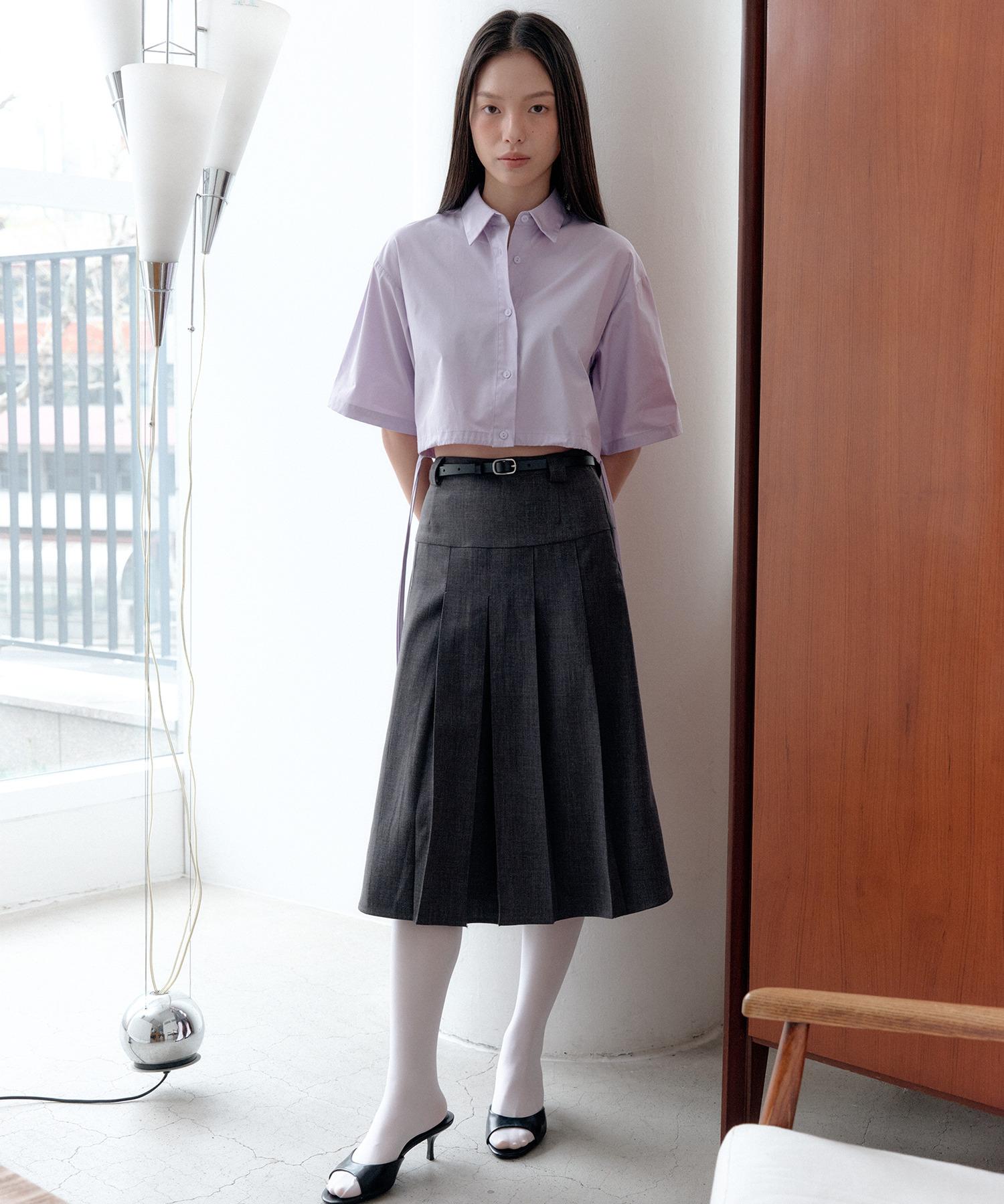 Belle Ribbon Strap Crop Shirt_Light Purple 3 Colors