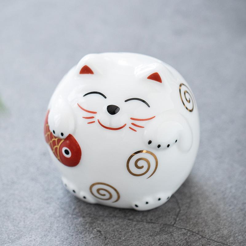 Ceramic Lucky Cat Piggy Bank Saving Coin Box Save Money Box Fortune Cat Ornament Statue Figurine Feng Shui Craft Home Decor