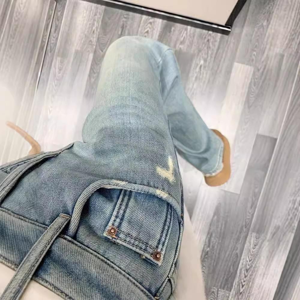 Women's High-Waist Retro Distressed Wide Leg Jeans - Autumn 2024 Collection