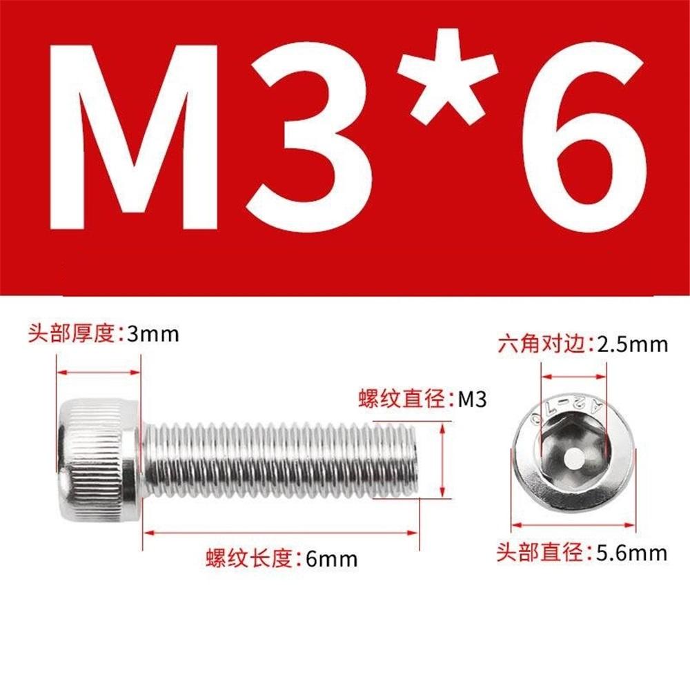 50 Pcs M3 x 8 mm hexagon socket screws, 304 stainless steel hexagon socket drive machine screws