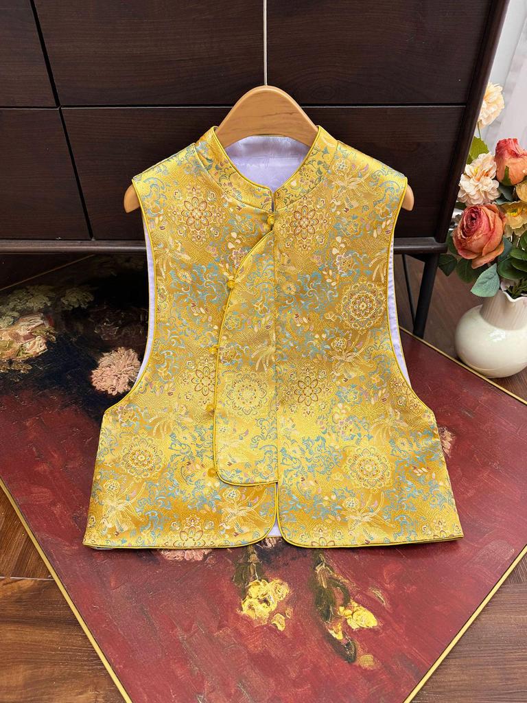 2025 Early Autumn New Chinese Style Jacquard Stand Collar Retro Slimming Casual Vest