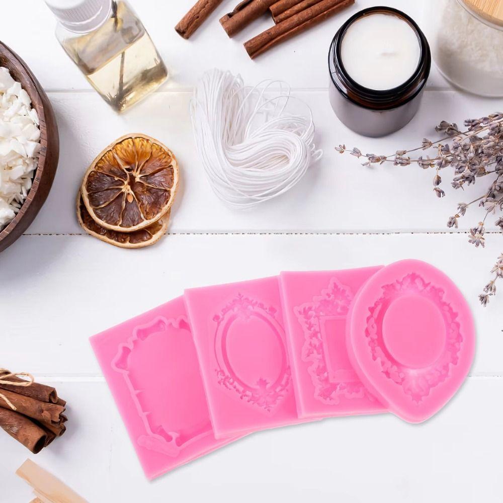 4Pcs Vintage Photo Frame Fondant Molds Baroque Silicone Frame Molds  Chocolate Making