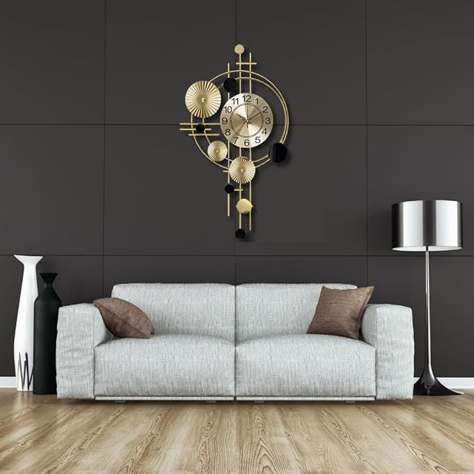 Metal Wall Clock for Living Room, Silent Sweep Machine, Luxury Metal Hanging Wall Art Clock, Ideal Home Decor Items