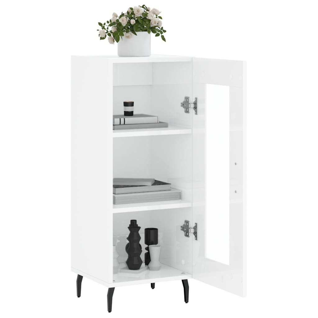 Sideboard High Gloss White 34.5 x 34 x 90 cm Engineered Wood