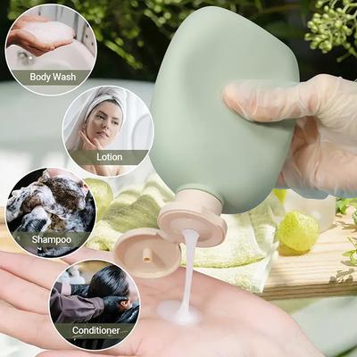 2/4 Unidades Frascos Squeeze Recarregáveis de 100ml com Tampa Flip para Viagem Recipientes de Plástico Reutilizáveis para Loção Shampoo e Condicionador