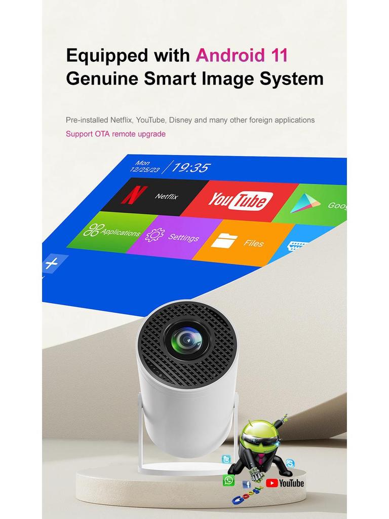 Portable 4K HD Mini Projector for Home & Bedroom