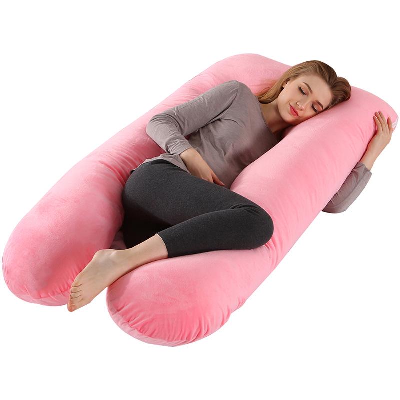 Crystal Velvet U-Shaped Pregnancy Pillow for Abdominal, Waist, and Leg Support