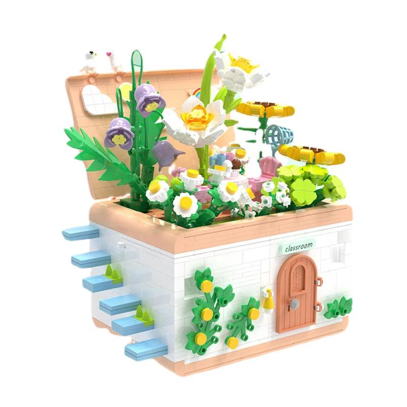 

Creative Street Garden Classroom Building Blocks Flowers House Villa Model Bricks Kids Educational DIY Toys Birthday Gifts