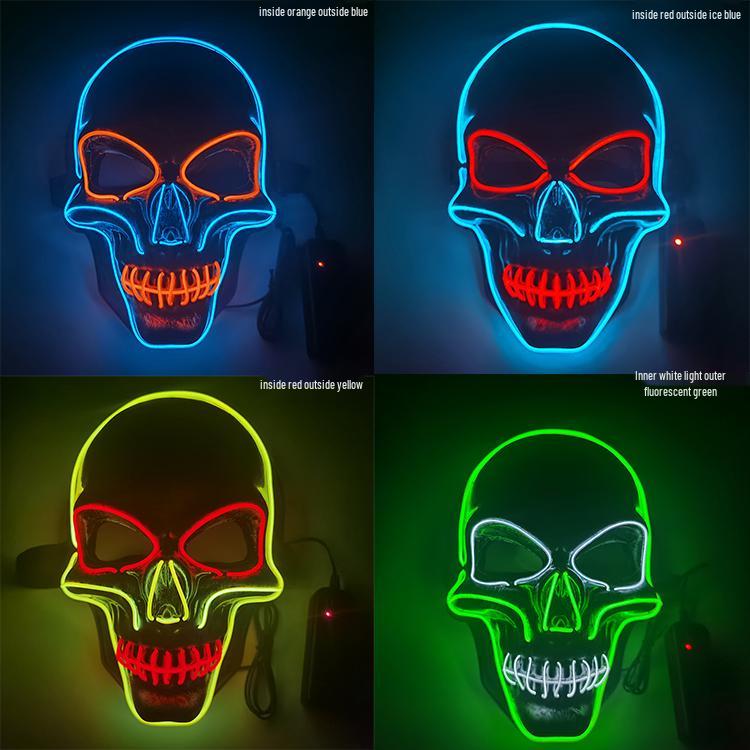 Black Ghost LED Sound-Control Mask - Luminous V Shape Halloween Prop