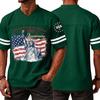 Mens V Neck Short Sleeve Jersey Style T Shirt with States 250th Anniversary Print and Flag Graphic